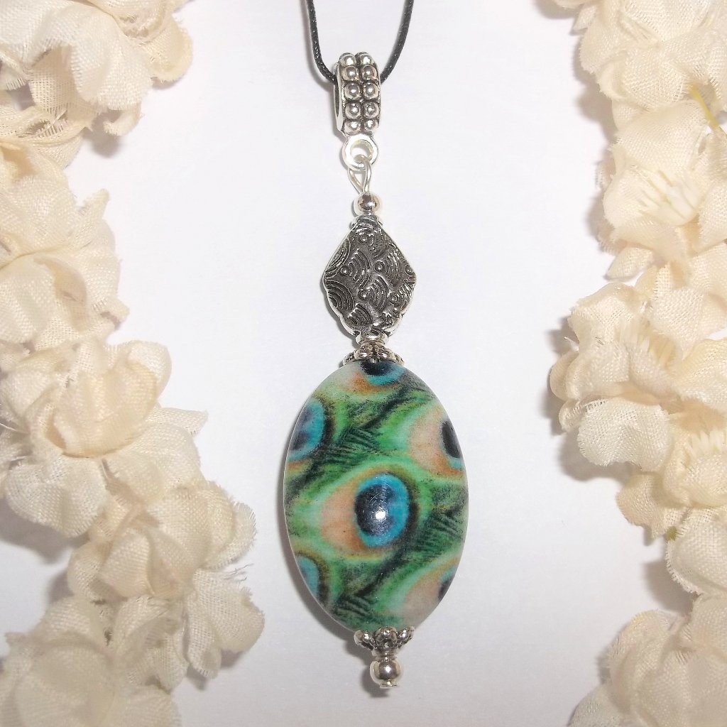 Green & Blue Peacock Design Necklace Jewelry 6491